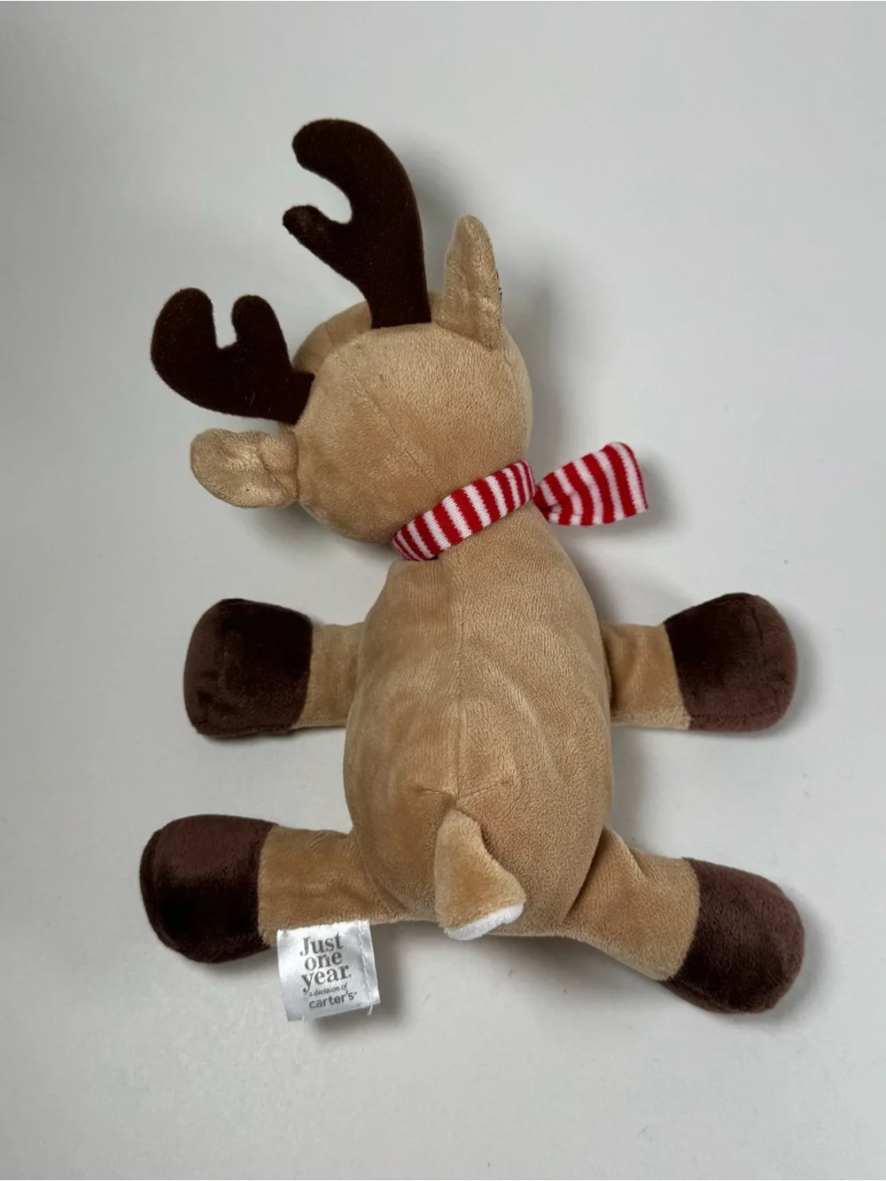 Carters Just One Year Plush Reindeer Beanie Striped Scarf 7.5